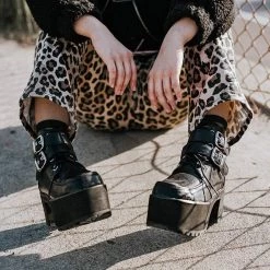 A9580L Black 2-Buckle Nosebleed Boot Women