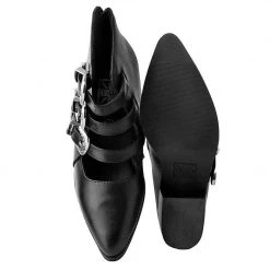 A9625L Black Western Buckle Block Heel