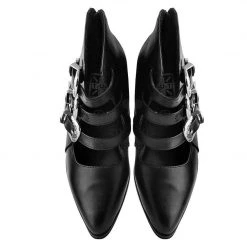 A9625L Black Western Buckle Block Heel