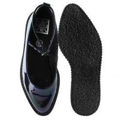 A9634L Women Black Hologram Pointed Ballet Creeper