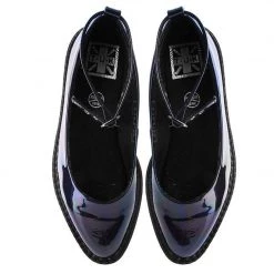 A9634L Women Black Hologram Pointed Ballet Creeper