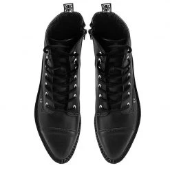 A9636 Women Black TUKskin™ Pointed Lace Up Boot