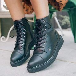 A9636 Women Black TUKskin™ Pointed Lace Up Boot