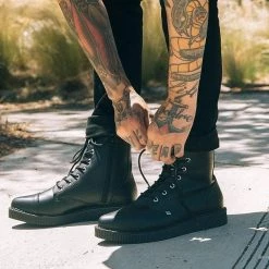 A9636 Women Black TUKskin™ Pointed Lace Up Boot