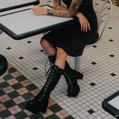 A9649L Distressed Knee-High Nosebleed Boot