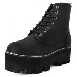 A9670 Black 7-Eye Dino Lug Sole Boot Women