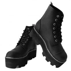 A9670 Black 7-Eye Dino Lug Sole Boot Women