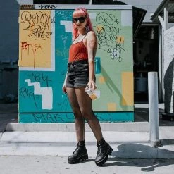 A9670 Black 7-Eye Dino Lug Sole Boot Women