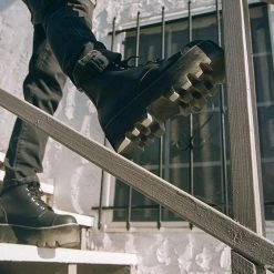 A9670 Black 7-Eye Dino Lug Sole Boot Women