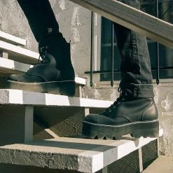 A9670 Black 7-Eye Dino Lug Sole Boot Women