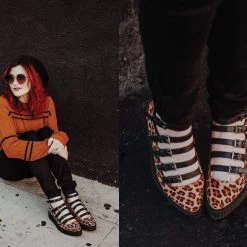 A9675L Leopard Faux Suede Multi-Strap Pointed Mary Jane Creeper