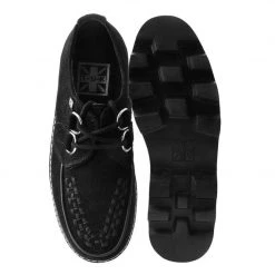 A9688 Black Suede D-Ring Dino Lug Creeper Women