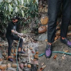 A9690 Black & Purple Leopard D-Ring VLK Sneaker