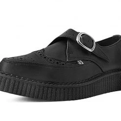 A9702 Black TUKskin Wingtip Buckle Pointed Creeper