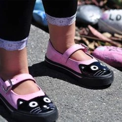 A9726B Black & Pink Kitty Mary Jane Toddler Sneaker