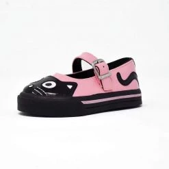 A9726B Black & Pink Kitty Mary Jane Toddler Sneaker