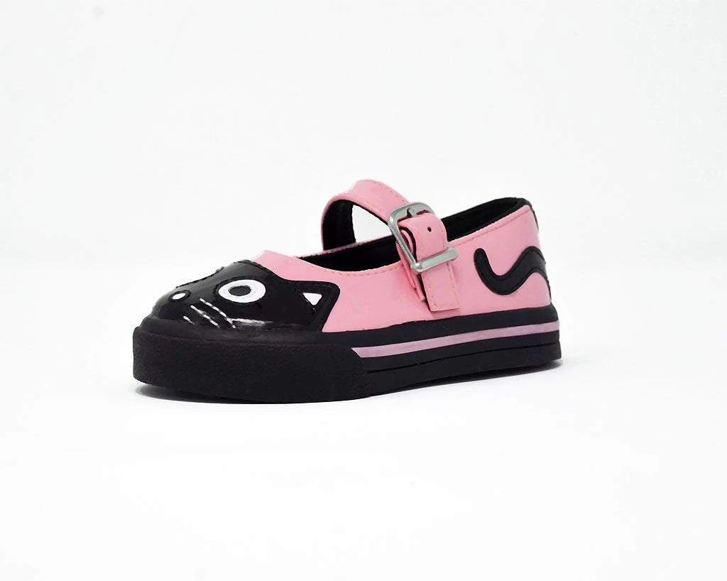 A9726B Black & Pink Kitty Mary Jane Toddler Sneaker