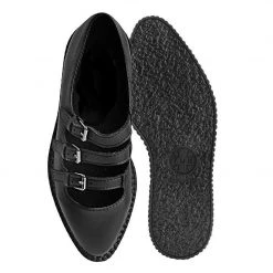 A9733L Women Black TUKskin™ Pointed 3-Strap Mary Jane