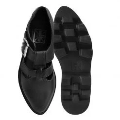 A9735 Black Big Buckle Pointed Dino Lug Sandal