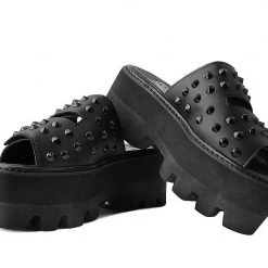 A9736 Black Spike Slide Dino Lug Women