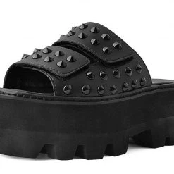 A9736 Black Spike Slide Dino Lug Women