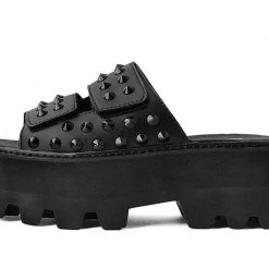 A9736 Black Spike Slide Dino Lug Women