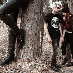 A9744 Black TUKskin™ 3-Buckle Skull Boot