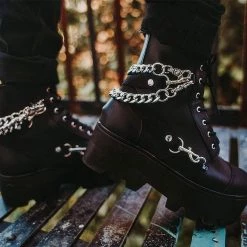 A9752 Black 7-Eye Chain & Strap Dino Lug Boot