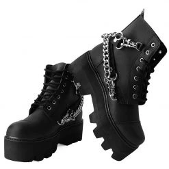 A9752 Black 7-Eye Chain & Strap Dino Lug Boot