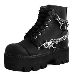 A9752 Black 7-Eye Chain & Strap Dino Lug Boot