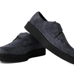 A9764 Charcoal Suede Buckle Pointed Creeper