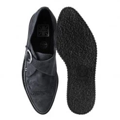 A9764 Charcoal Suede Buckle Pointed Creeper