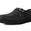 A9764 Charcoal Suede Buckle Pointed Creeper