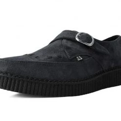 A9764 Charcoal Suede Buckle Pointed Creeper