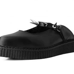 A9769L Black TUKskin™ Spike Strap Pointed Mule New Arrivals