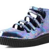 A9783L Chrome Oil Slick 5-Strap Pointed Mary Jane Creeper