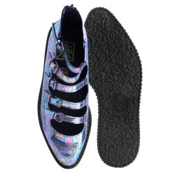 A9783L Chrome Oil Slick 5-Strap Pointed Mary Jane Creeper