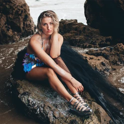 A9783L Chrome Oil Slick 5-Strap Pointed Mary Jane Creeper