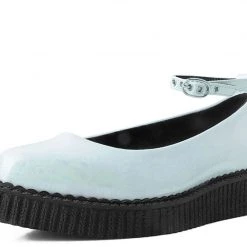 A9784L White Oil Slick Pointed Ballet Flat Creeper