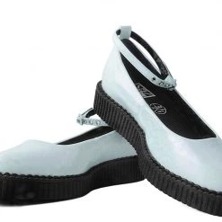 A9784L White Oil Slick Pointed Ballet Flat Creeper