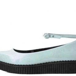 A9784L White Oil Slick Pointed Ballet Flat Creeper