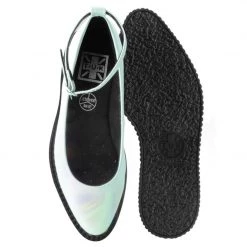 A9784L White Oil Slick Pointed Ballet Flat Creeper