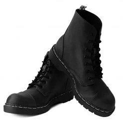 A9798 Women Black Waxy 7-Eye Capped Toe Boot