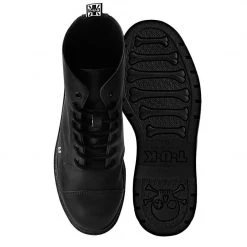 A9798 Women Black Waxy 7-Eye Capped Toe Boot