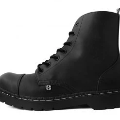 A9798 Women Black Waxy 7-Eye Capped Toe Boot
