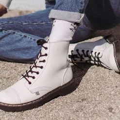 A9799 White TUKskin™ 7-Eye Capped Toe Boot Women