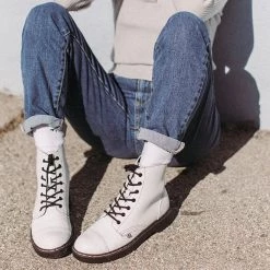 A9799 White TUKskin™ 7-Eye Capped Toe Boot Women