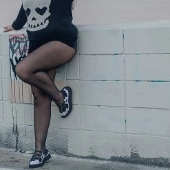 A9800L Black & White Cow Print 3-Strap Pointed Mary Jane