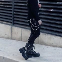 A9801 Black 12-Eye 3-Strap Dino Boot