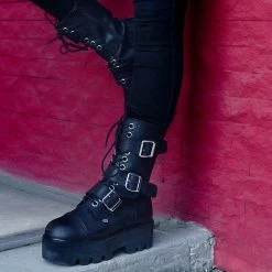 A9801 Black 12-Eye 3-Strap Dino Boot